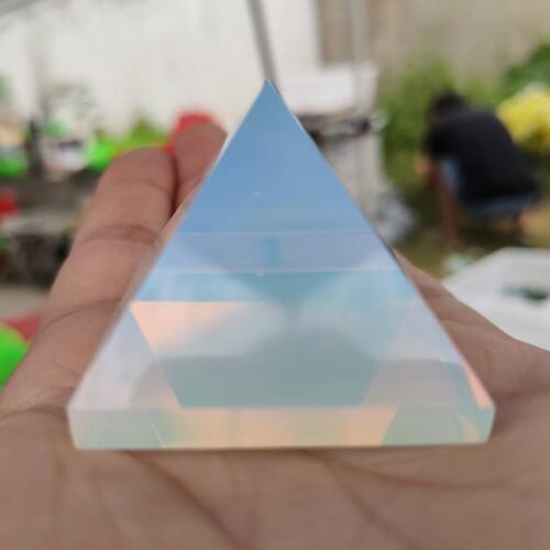 4cm Natural White Opal Stone Pyramid Crystal Energy Point Meditation Wand Decoration