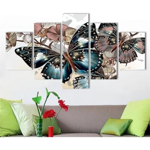 5 Pictures Butterfly Posters Anime Abstract Decorative Painting Home Living Room Bedroom Canvas Painting