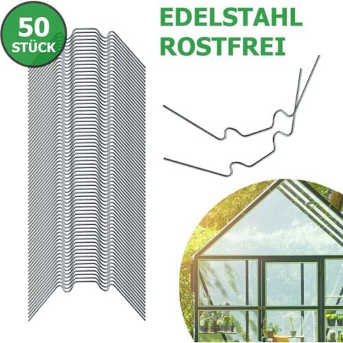 50pcs Rustproof Stainless Steel Glass W Clips 1.2mm Wire W-shaped Greenhouse Metal Accessories Greenhouse Clamps
