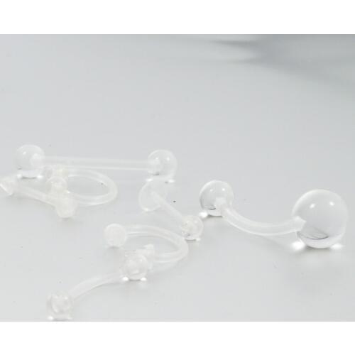 8pieces/set Clear Transparent Flexible Acrylic Circular Barbell Nostril Nose Eyebrow Belly Ring Nipple Helix Body Jewelry Kit