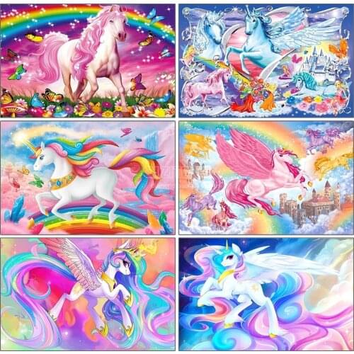 2021 New 5D Diy Diamond Painting Unicorn Cartoon Animal Inlaid Embroidery Mosaic All Square/Round Diamond Room Art Decoration