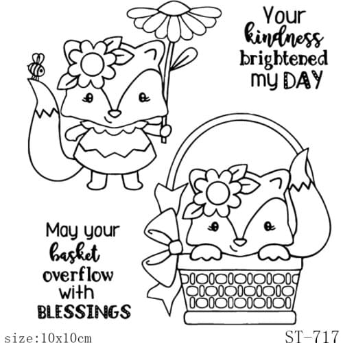 AZSG Cute Fox/Sincere Blessings Clear Stamps/Seals For DIY Scrapbooking/Card Making/Album Decorative Silicone Stamp Crafts