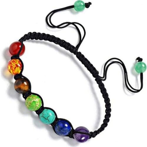 Natural Crystal Seven Color Gemstones 7 Chakra Healing Stone Bracelet Energy Quartz Bracelet for Woman Gifts