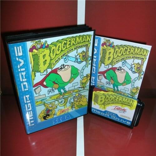 Boogerman a Pick and Flick Adventure EU Cover with Box and Manual For Sega Megadrive Genesis Video Game Console 16 bit MD card