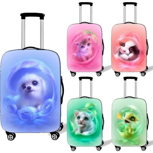Cute Animals With Fruit Print Luggage Cover Travel Accessories Suitcase Covers High Elastic Travel Trolley Protective Organizer