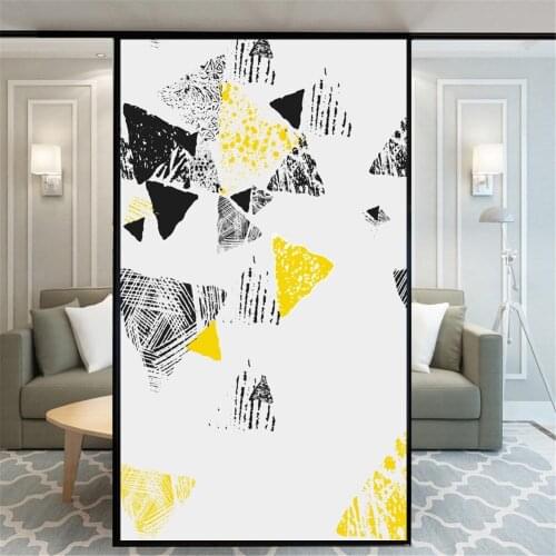Privacy Window Film Static Cling No Glue Decorative Triangle Window Treatments Window Coverings Glass Sticker for Home
