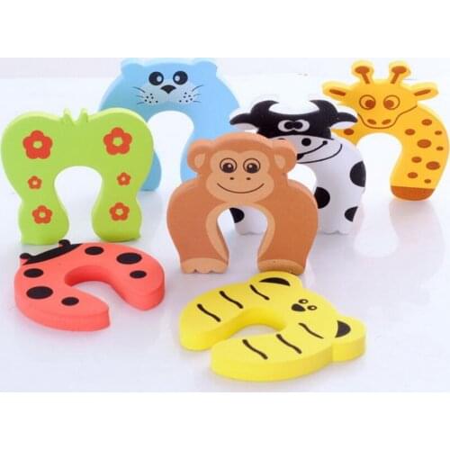 DHL 1000pcs Children Safety Cartoon Door Clamp Pinch Hand Security Stopper Cute Animal Baby Safety Door Stopper Clip Security