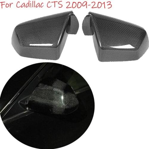 For Cadillac CTS 2009 ~ 2013 Car Carbon Fiber Side Rear View Mirror Cover Trim Side Wing Mirror Caps RearView Mirror Stickers