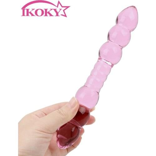 IKOKY Dual Head Anal Plug Prostate Massage Female Masturbation Glass Sex Products Butt Stimulation Erotic Sex Toys for Women