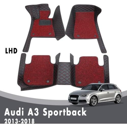Double Layer Wire Loop Carpets For Audi A3 Sportback 2018 2017 2016 2015 2014 2013 Luxury Car Floor Mats Interior Accessories