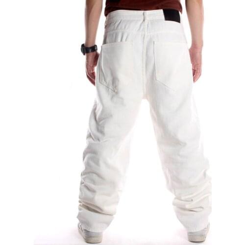 Plus Size Waist 30-46 Inch Mens White Baggy Jeans Wide Leg Denim Pants Hip-Hop 2021 New Fashion Skateboarder Trousers