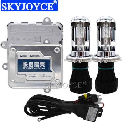 SKYJOYCE AC 55W Fast Start Ballast Xenon Kit Bixenon H4 HiLow Beam H4-3 6000K 4300K 8000K HID Bulb Reator Xenon H4 Car Styling