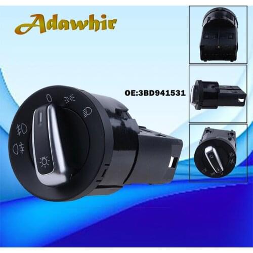 Best Chrome Headlight Control Switch Fog Light For VW Jetta Mk4 Bora Passat B5 Sharan Transpoter 3BD941531A