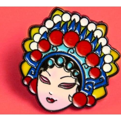Retro Chinese Style National Quintessence Peking Opera Knife Madan Face Makeup Brooch Drama Metal Badge Jewelry Decor Accessory