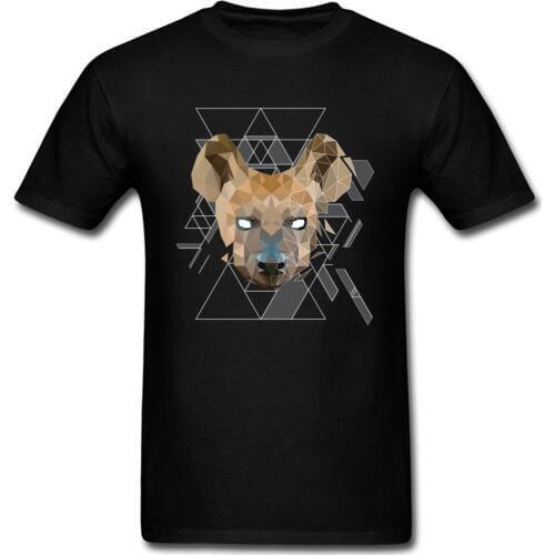 Geometric Hyena Men T Shirt Printing Short Sleeve Fashion Tee-Shirt 100% Cotton Wildlife Wolf T-Shirts 3D Strong Beast Tshirt