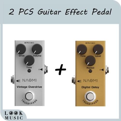 NAOMI 2PCS Electric Guitar Effects Pedal Mini Single Type DC 9V True Bypass Overdrive Delay Set