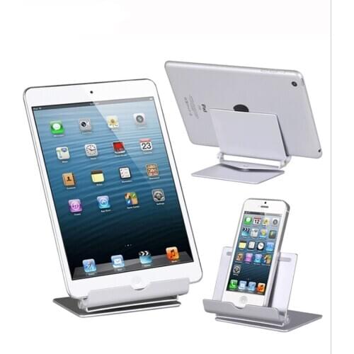 360degree adjustable phone tablet stand desk smart phone holder pad holder aluminum alloy metal desktop stand black and silver