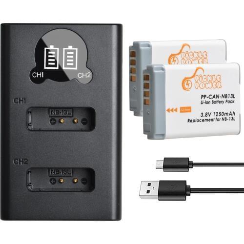 2 Pcs NB-13L Rechargeable Battery Pack & Charger for Canon G5 X, G5X, G7 X, G7X, G7 X Mark II, G9 X, G9X SX620 SX720 SX730 HS