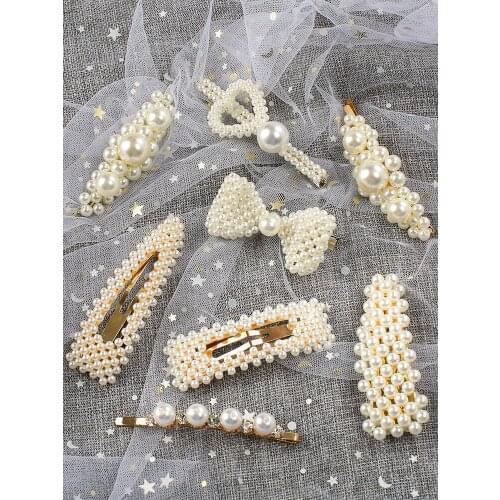 New fashion Pearl Barrettes with Bowknot for Women Ladies Elegant Jewelry Hairgrips Hair Pins Hair Accessories Headwear