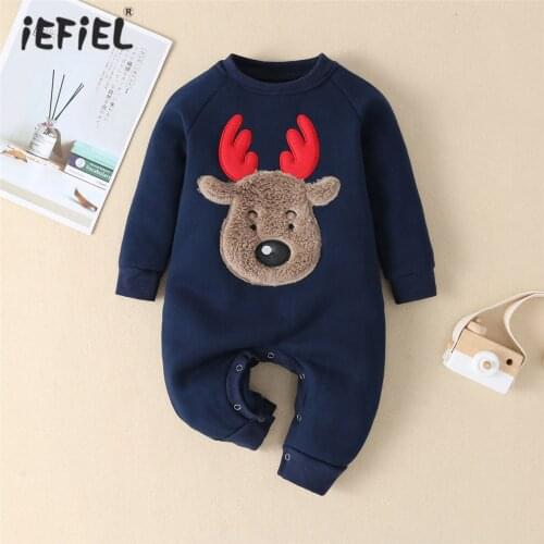 Newborn Baby Clothes 2020 New Baby Boys And Girls Romper Cotton Long Sleeve Printed Deer Head Christmas Halloween Jumpsuit