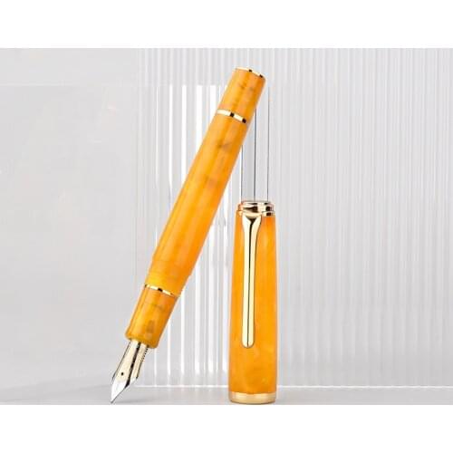Retro Hongdian N1 Resin Fountain Pen Orange Nebula Series EF Nib 0.4mm Office Ink Pen with Converter for Writing Business School