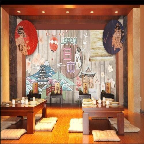 Custom Japanese Famous Sights Mural Wallpapers for Japanese Cuisine Store Sushi Restaurant Culture Background Wall Paper 3D
