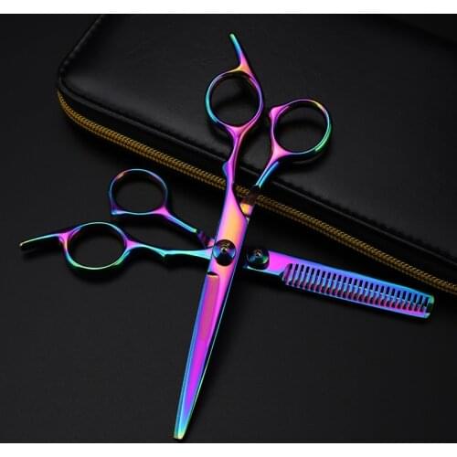 Professional Japan steel 6 '' colors hair cutting scissors set haircut thinning barber haircutting shears hairdressing scissors