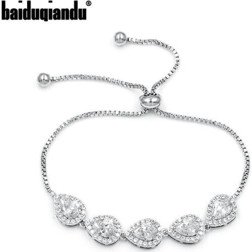Baiduqiandu New Arrival Heart Shape Cubic Zirconia CZ Crystal Adjustable Bracelets for Wedding or Women