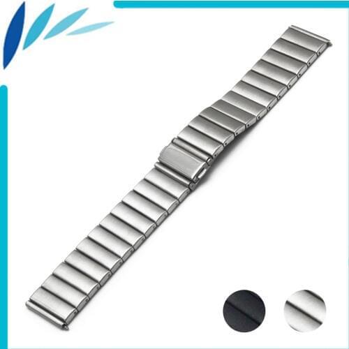 Stainless Steel Watch Band 22mm 24mm for Cartier Folding Clasp Strap Loop Wrist Belt Bracelet Black Silver + Spring Bar + Tool