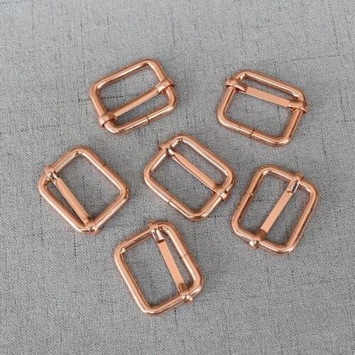 Rose Gold 100 pieces 25mm Metal Heavy Duty Thickness Shoulder Leather Bag Strap Belt Adjust Tri-glide Pin Buckle Slider
