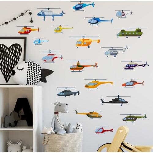 Several Helicopters Kindergarten Self Adhesive Wall Stickers Childrens Room Bedroom Creative Wallpaper Pvc