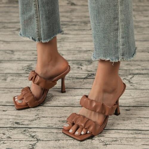 Women Sandals Outdoor Slippers Thin Heel Women Shoes Female Slides Ladies Designer Shoe 10cm Heel Casual Footwear Party Fashion