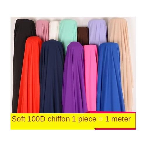 Chiffon Fabric By The Meter Yarn Transparent Cloth for Skirt Dress Lined Brocade Sewing Tulle Solid Color Blue Black White Pink