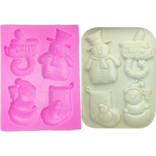M1091 DIY Christmas decoration Snowman socks and umbrella shape cake decorating tools silicone mould