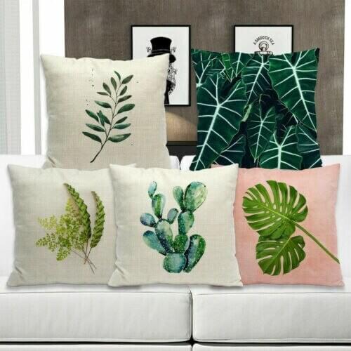 Tropical Greenery Pillow Case Throw Pillowcase Cotton Linen Printed Pillow Covers Office Home Textile