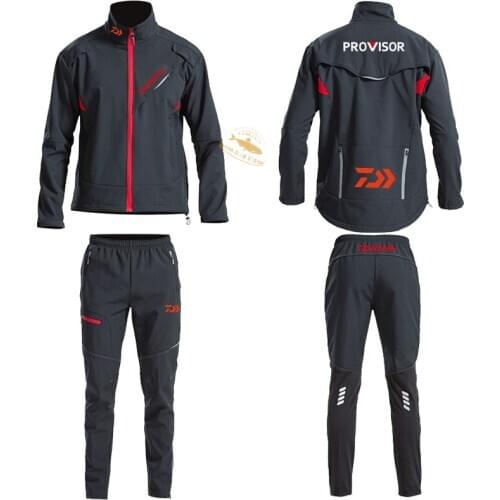 Daiwa Fishing Waterproof Suit Cycling Clothes Outdoor Mens Autumn and Winter Fleece Padded Pants Warm Top Sports Pants