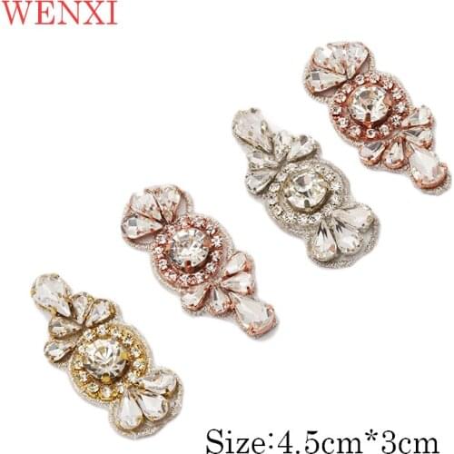 WENXI 100pcs Crystal Rhinestone Applique Trim For Fancy Bridal Gown Waistband Crystal Rhinestone Applique Accessories WX926