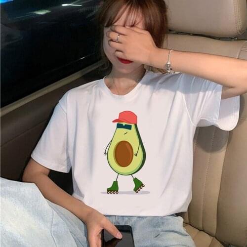 Women T Shirt Harajuku Avocado Print Casual Tee Ladies Cute Cartoon Top Short Sleeve Female T shirts Graphic Woman Clothes