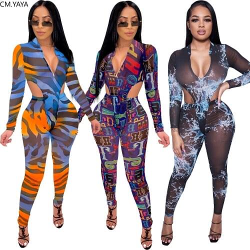 2020 Women Sets Summer Tracksuits Mesh Perspective Bodysuits +Pants Suit Two Piece Set Sexy Night Club Party Street Outfits GL81