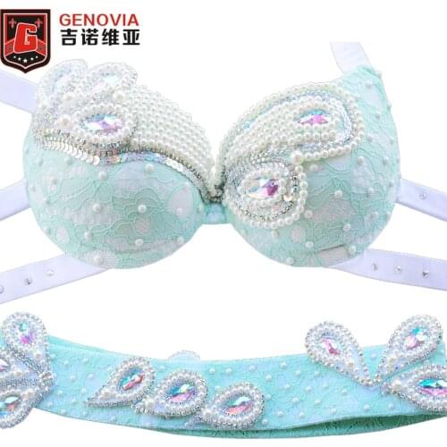 New Belly Dance Costume Diamond Outfit Set Bra & Belt Hip Scarf Bollywood Carnival Womens Performance Belly Dance Bra Belt