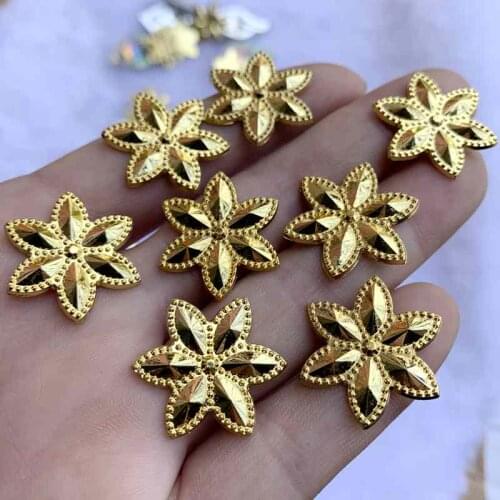 Gold 12pcs/lot 24mm Flower Rhinestone Acrylic Flatback Strass Crystal Stones For Jewelry Crafts Clothing Decorations -A82