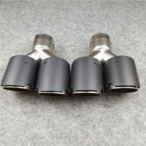 1 Pair Matte Exhaust Pipe Manifold Out 76 89 101 114mm Carbon Fiber+Stainless Steel Car Back Muffler tip Fit for all cars