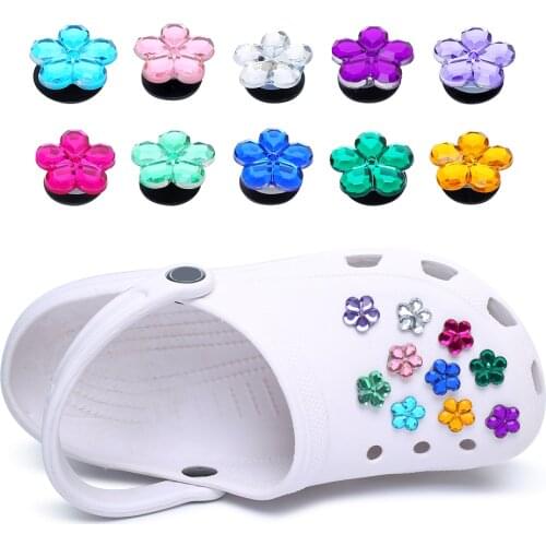 Single Sale 1pc Crystal PVC Shoe Charms,Shoe Buckles Accessories Fit Bands Bracelets Croc JIBZ,Kids Party X-mas Gift