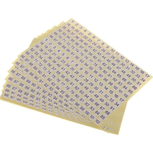 15 Sheets 1-102 White Round Number Stickers Self Adhesive Small Garment Labels Tags Sticker Home School Office Decoration