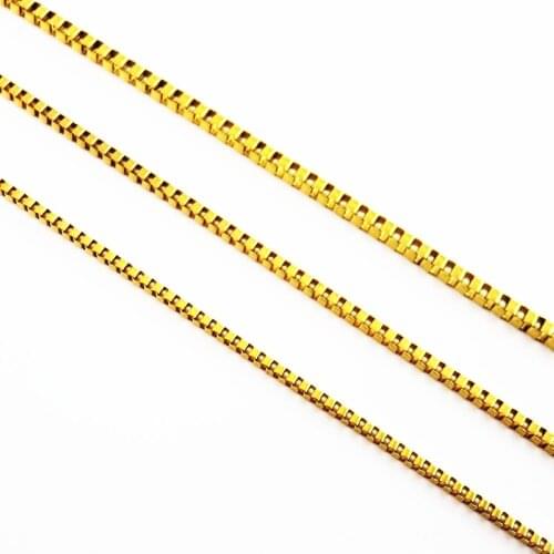 2/2.4/3mm Width Gold-color Stainless Steel Box Chain Necklace For Man And Women Fashion Stainless Steel Womens Necklace Jewelry