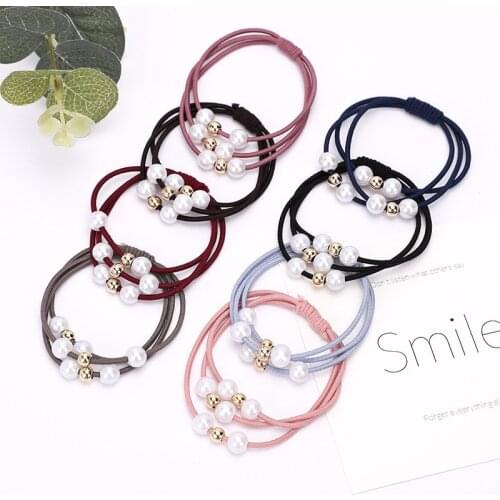 2020 Girls Sweet Pearl Elastic Hair Bands Ponytail Holder Gum For Hair Scrunchies Headband Rubber Band Kids Hair Accessories