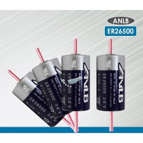 4pcs ANLB C Size Li-SOCl2 Li-ion Battery 9000mAh 3.6V ER26500 capacity for smart card meter with pins
