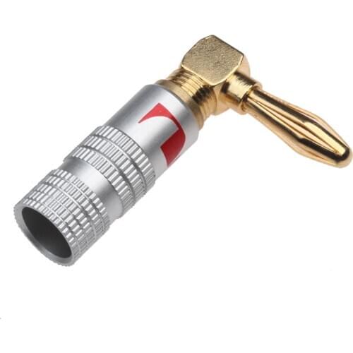 8Pcs 4mm 24K Gold Nakamichi Banana Plugs Brass 90 Degree Right Angle For Video Plated Musical Speaker Adapter Audio Connector