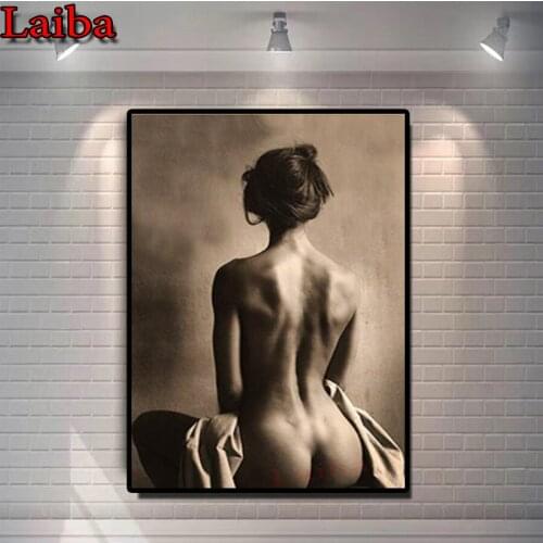 Diy Diamond painting black woman back view pattern diamond resin full square round drill diamond painting unfinish decorative