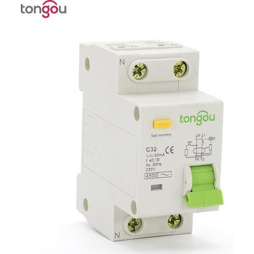 1P N 32A 230V~ 50HZ/60HZ Residual Current Circuit breaker With Over Current and Leakage Protection RCBO